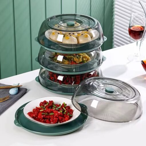 Plastic Microwave Food Plate Container Cover Multi Layer Food Vegetable Cover Heat-insulated vegetable cover