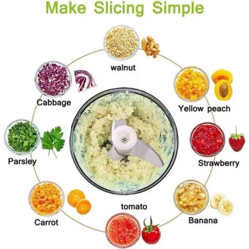 Mini Hand Pull String Food Meat Vegetable Cutter Slicer Manual Food Chopper