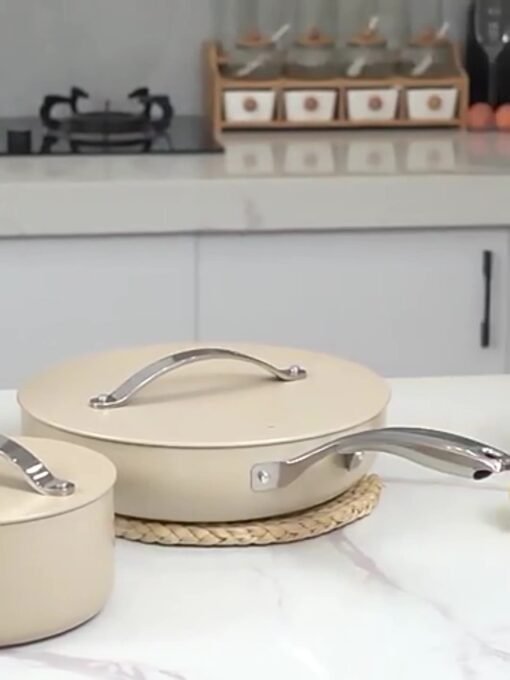 New Aluminum Ceramic Non-stick Pan Frying Pan Milk Pan 4 Set Pot