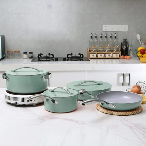 New Aluminum Ceramic Non-stick Pan Frying Pan Milk Pan 4 Set Pot