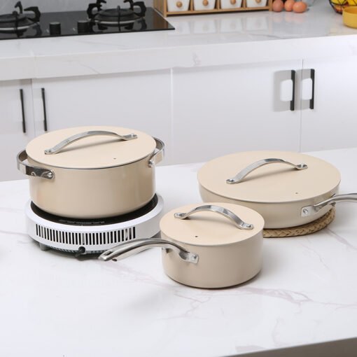 New Aluminum Ceramic Non-stick Pan Frying Pan Milk Pan 4 Set Pot