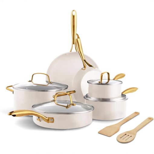 7 Set New Aluminum Ceramic Non-stick Pan Frying Pan Milk Pan Set Pot