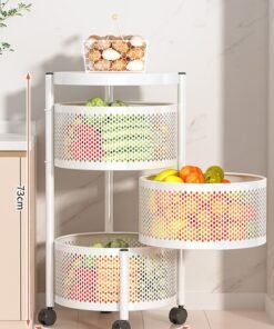 Multi-layer Rotatable Mobile Kitchen Rack Trolley Vegetable and Fruit Storage
