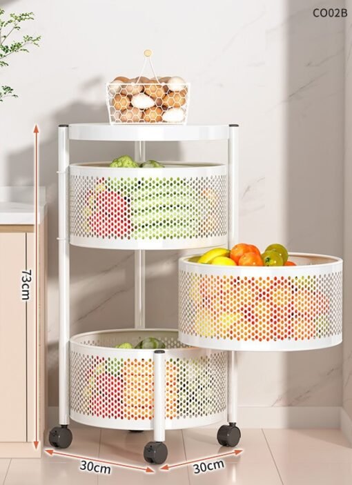 Multi-layer Rotatable Mobile Kitchen Rack Trolley Vegetable and Fruit Storage
