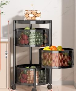 Multi-layer Rotatable Mobile Kitchen Rack Trolley Vegetable and Fruit Storage
