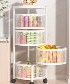 Multi-layer Rotatable Mobile Kitchen Rack Trolley Vegetable and Fruit Storage