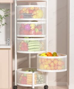 Multi-layer Rotatable Mobile Kitchen Rack Trolley Vegetable and Fruit Storage