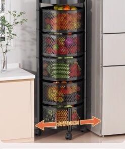 Multi-layer Rotatable Mobile Kitchen Rack Trolley Vegetable and Fruit Storage