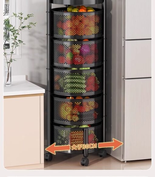 Multi-layer Rotatable Mobile Kitchen Rack Trolley Vegetable and Fruit Storage