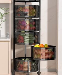 Multi-layer Rotatable Mobile Kitchen Rack Trolley Vegetable and Fruit Storage