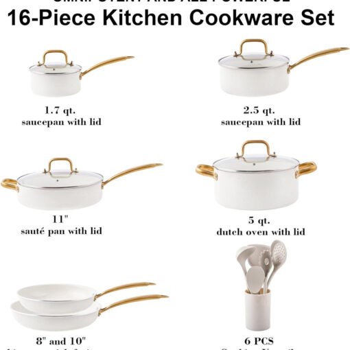 7 Set New Aluminum Ceramic Non-stick Pan Frying Pan Milk Pan Set Pot