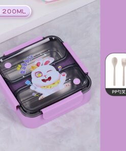 Children's Square 304 Stainless Steel Compartment Lunch Box Student Portable Lunch Box Fruit Lunch Box