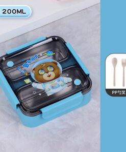 Children's Square 304 Stainless Steel Compartment Lunch Box Student Portable Lunch Box Fruit Lunch Box