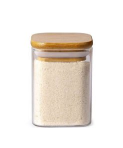High Borosilicate Square Glass Storage Jar tea kitchen storage Jar Bamboo Square Cover Sealed Jar Large Capacity