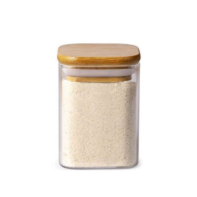 High Borosilicate Square Glass Storage Jar tea kitchen storage Jar Bamboo Square Cover Sealed Jar Large Capacity