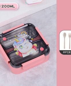 Children's Square 304 Stainless Steel Compartment Lunch Box Student Portable Lunch Box Fruit Lunch Box
