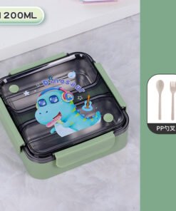 Children's Square 304 Stainless Steel Compartment Lunch Box Student Portable Lunch Box Fruit Lunch Box