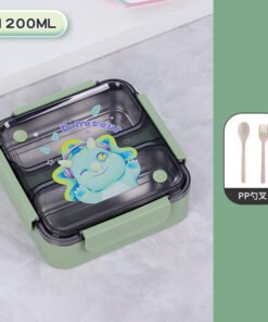 Children's Square 304 Stainless Steel Compartment Lunch Box Student Portable Lunch Box Fruit Lunch Box