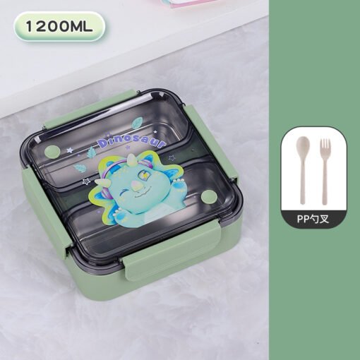 Children's Square 304 Stainless Steel Compartment Lunch Box Student Portable Lunch Box Fruit Lunch Box