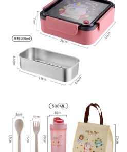 Children's Square 304 Stainless Steel Compartment Lunch Box Student Portable Lunch Box Fruit Lunch Box